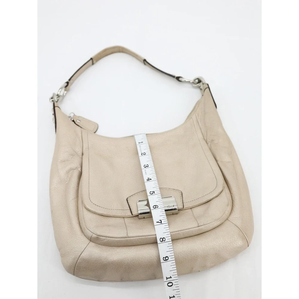 Coach Kristin Leather Hobo Bag Champagne Pearl Metallic Shoulder Purse F22306